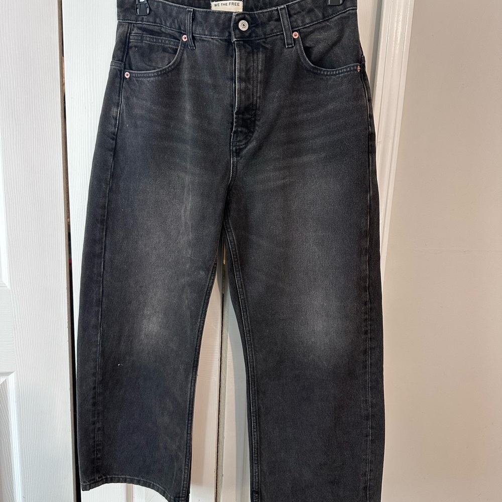 Free People Women's Washed Black Deep Trance Boyfriend Jeans